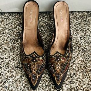 Brown Embroidered Women's Low Heels